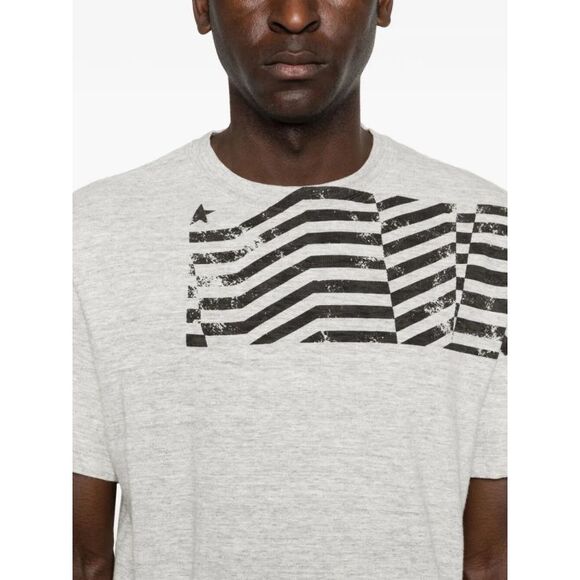 Golden Goose Men `Journey` Regular T-Shirt With Flag Print